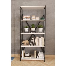 Morpanya Sera Metal Kitaplık 5 Raflı Çok Amaçlı Dosya Kitap Rafı Ofis Salon Mutfak Raf 150 cm Beyaz