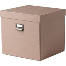 IKEA Kapaklı Kutu Düzenleyici Ev Düzeni Düzenleme Saklama Kutusu Koyu Bej 32X31X30 cm