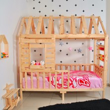 MiniWood Montessori Çocuk Yatak Raf Çam 90X190 Karyola Menekşe