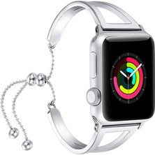 Prettyia Iwatch Serisi Için Paslanmaz Çelik Bilek Bant Bileklik Manşet 1/2/3 Gümüş (Yurt Dışından)