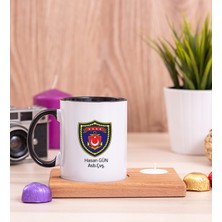 Hediye Dükkanı Kişiye Özel Deniz Kuvvetleri Ahşap Altlıklı Mumlu Siyah Kupa Bardak