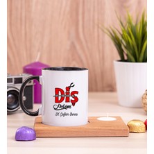 Hediye Dükkanı Kişiye Özel Diş Hekimi Ahşap Altlıklı Mumlu Siyah Kupa Bardak