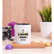 Hediye Dükkanı Kişiye Özel İş Güvenliği Uzmanı Ahşap Altlıklı Mumlu Siyah Kupa Bardak