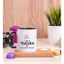 Hediye Dükkanı Kişiye Özel Öğretmen Ahşap Altlıklı Mumlu Siyah Kupa Bardak