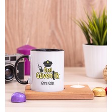 Hediye Dükkanı Kişiye Özel Özel Güvenlik Ahşap Altlıklı Mumlu Siyah Kupa Bardak