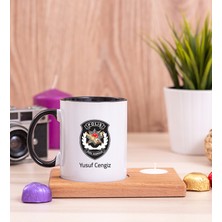 Hediye Dükkanı Kişiye Özel Özel Harekat Polisi Ahşap Altlıklı Mumlu Siyah Kupa Bardak