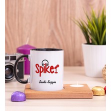 Hediye Dükkanı Kişiye Özel Spiker Ahşap Altlıklı Mumlu Siyah Kupa Bardak
