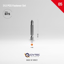 Civtec 312 Parça 12 Çeşit Vida ve Dübel Seti - Takım Çantası TK100