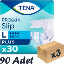 Tena Proskin Slip Plus Bel Bantlı Hasta Bezi, Büyük Boy (L), 6 Damla, 30'Lu 3 Paket 90 Adet