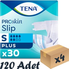 Tena Proskin Slip Plus Bel Bantlı Hasta Bezi, Küçük Boy (S), 6 Damla, 30'Lu 4 Paket 120 Adet