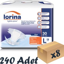 Lorina Tekstil Yüzeyli Bel Bantlı Yetişkin Hasta Bezi Large 30'Lu 8 Paket 240 Adet