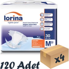 Lorina Tekstil Yüzeyli Bel Bantlı Yetişkin Hasta Bezi Medium 30'Lu 4 Paket 120 Adet