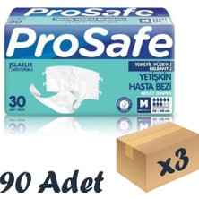 Prosafe Tekstil Yüzeyli Bel Bantlı Yetişkin Hasta Bezi Medium 30'Lu 3 Paket 90 Adet