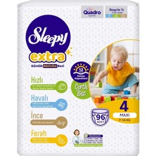 Sleepy Bebek Bezi Extra Beden:4 (7-16KG) Maxi 192 Adet (4 Lü Jumbo Pk Serisi) (2pk*96)