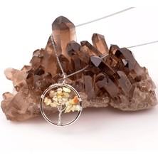 Taş Sandığı Opal Taşı Hayat Ağacı Kolye - Etiyopya Opali