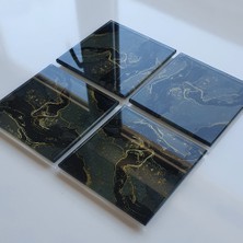 Decorita Cam Bardak Altlığı | 4'lü Takım Kahverengi Simli | 10cm x 10cm