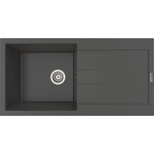 POLEX Cristalüx Granit Evye P-X1 Antrasit Tezgah Altı Ve Tezgah Üstü Mutfak Evyesi 98x49,5cm