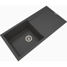 POLEX Cristalüx Granit Evye P-X1 Antrasit Tezgah Altı Ve Tezgah Üstü Mutfak Evyesi 98x49,5cm