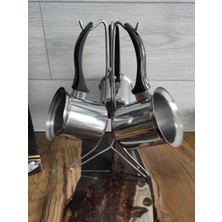 Şahane Sebat Home 3’lü Standlı Paslanmaz Çelik Cezve Trıple Coffee Pot Set