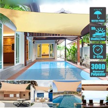 Sanlindou 3.6 * 3.6 M Su Geçirmez Tente Güneşlik Güneş Gölge Yelken Açık Bahçe Plaj K Için Patio Havuz Güneş Gölgelik Çadır Güneş Barınak | Gölge Yelkenleri Ve Ağlar (Bej) (Yurt Dışından)