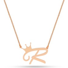 Harem Altın Gümüş Kral Tacı Harf Kolye GMS532