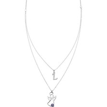 Harem Altın Melek Çift Zincir Harfli Gümüş Kolye  GMS1583