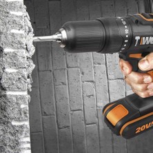 Worx WX371.10 20VOLT/2AH. Li-Ion Çift Akülü Profesyonel Şarjlı Darbeli Matkap + 30 Parça Aksesuar Seti