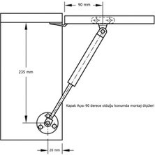 Eym Gazlı Amortisör Piston Kalkar Dolap Kapakları Için 27 cm Beyaz 80 N