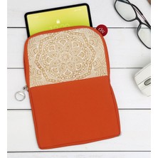 Bk Gift Retro Motif Tasarımlı Taşınabilir Koruyucu Tablet Kılıfı & Organizer Çanta - Turuncu-1