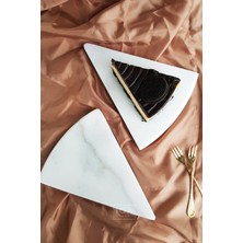 IOA Design Tri - 2'li Set Gerçek Mermer Üçgen Sunumluk - Cheesecake, Pasta Servis Tabağı