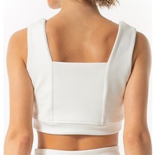 Wiawi Kadın Kalın Askılı Spor Sütyeni Atlet Esnek Crop Top - Unique Beyaz