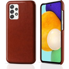 Hello-U Galaxy A52 4g / 5g / A52S 5g Retro Pu Deri Sert Pc Çizilmeye Dayanıklı Telefon Kılıfı - Kahverengi (Yurt Dışından)