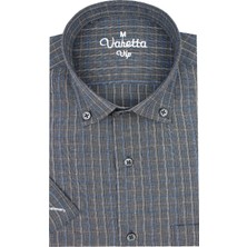 Varetta Erkek Gri Kısa Kol Klasik Kesim Yaka Düğmeli Tek Cepli Gömlek