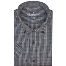 Varetta Erkek Kahverengi Kısa Kollu Klasik Kesim Yaka Düğmeli Tek Cepli Gömlek