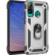 Kılıfmania Huawei P40 Lite E Kapak Military Yüzüklü Stantlı Panzer Tank Kılıf - Gri