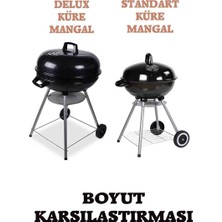 Binbirreyon Mangal Büyük Boy Kömürlü Küre Kapaklı Tekerlekli Mangal 56 Cm