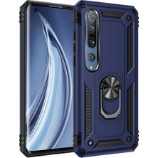 Kılıfmania Xiaomi Mi Note 10 Kapak Military Yüzüklü Stantlı Panzer Tank Kılıf - Lacivert