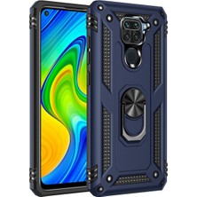 Kılıfmania Xiaomi Redmi Note 9s Kapak Military Yüzüklü Stantlı Panzer Tank Kılıf - Lacivert