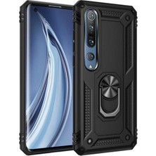 Kılıfmania Xiaomi Mi Note 10 Lite Kapak Military Yüzüklü Stantlı Panzer Tank Kılıf - Siyah
