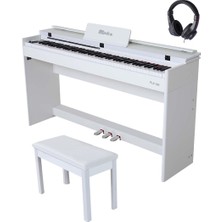 Midex PLX-160WH Beyaz Profesyonel Dijital Piyano Çekiç Aksiyonlu 88 Tuş (Kulaklık ve Tabure)