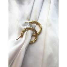 Serline Desing 925 Ayar Gümüş Patentli  Gold Rengi  Burgulu  Halka Kü