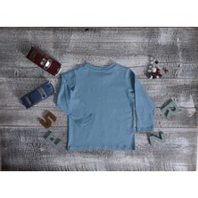 Think Simple Organik Erkek Çocuk Uzun Kollu TShirt  Petrol Mavi