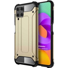 Microsonic Samsung Galaxy M22 Kılıf Rugged Armor Gold