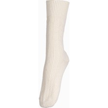 Fonem Erkek Kabartma Baklava Desenli Yünlü Çorap Fo 8002-1 Ekru