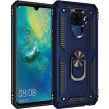 Kılıfmania Huawei Mate 30 Lite Kapak Military Yüzüklü Stantlı Panzer Tank Kılıf - Lacivert