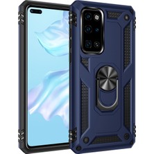 Kılıfmania Huawei P40 Pro Kapak Military Yüzüklü Stantlı Panzer Tank Kılıf - Lacivert