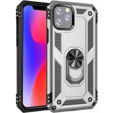Kılıfmania Apple iPhone 11 Pro Kapak Military Yüzüklü Stantlı Panzer Tank Kılıf - Gri