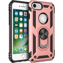 Kılıfmania Apple iPhone 7 Kapak Military Yüzüklü Stantlı Panzer Tank Kılıf - Rose Gold