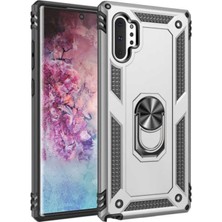 Kılıfmania Samsung Galaxy Note 10 Plus Kapak Military Yüzüklü Stantlı Panzer Tank Kılıf - Gri