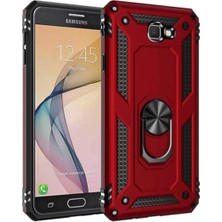 Kılıfmania Samsung Galaxy J7 Prime Kapak Military Yüzüklü Stantlı Panzer Tank Kılıf - Kırmızı